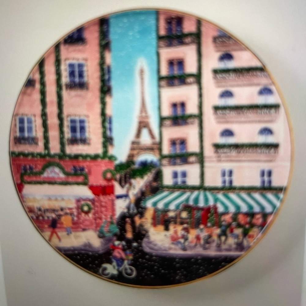 ❤️ ANTHROPOLOGIE HOLIDAY IN THE CITY STONEWARE PARIS DESSERT PLATE NEW